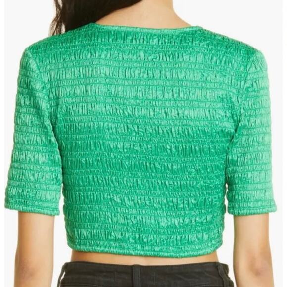 Ganni Smock Satin Crop Blouse Size XS - Picture 3 of 12